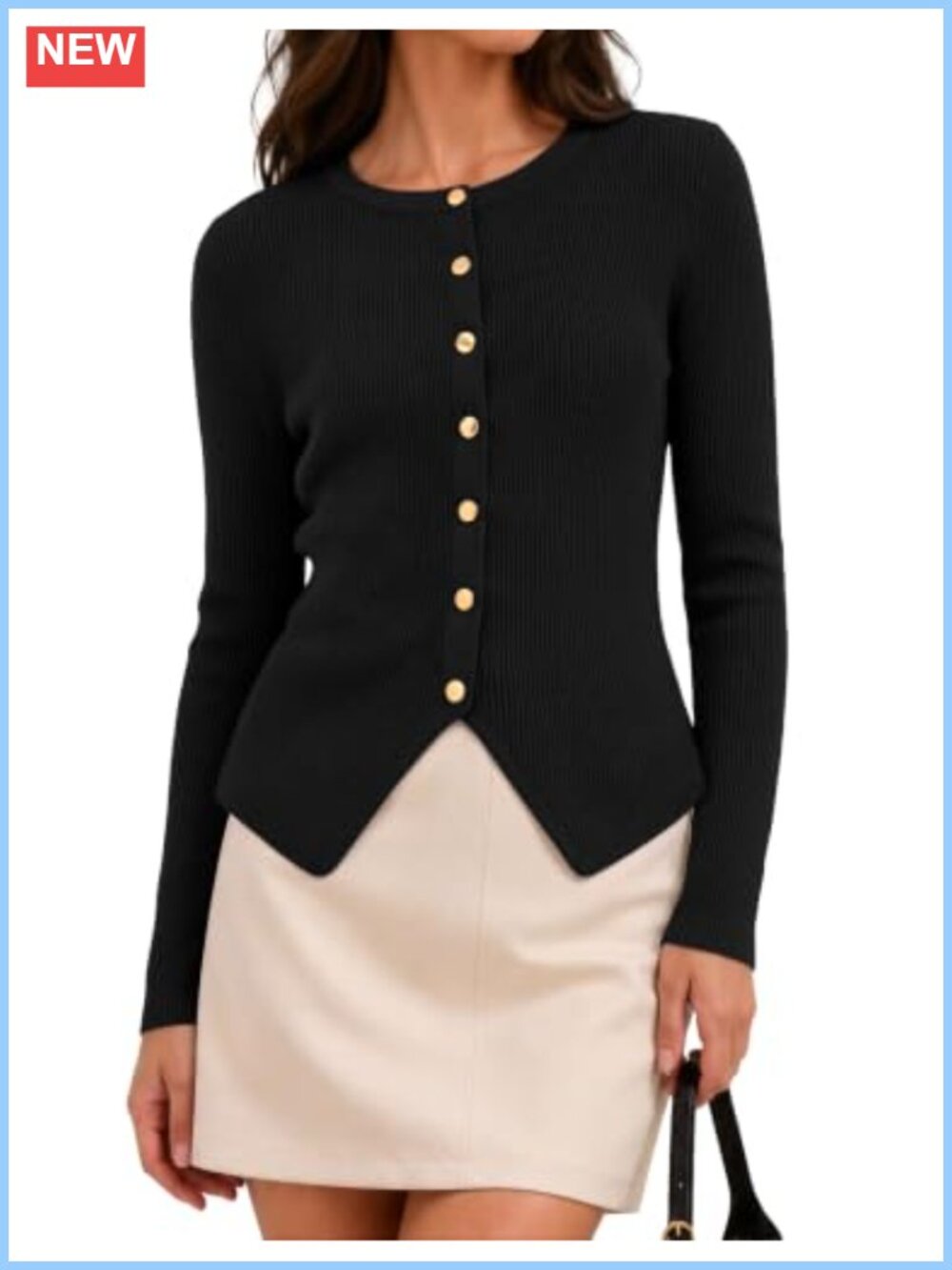 Ribbed Knit Button Down Long Sleeve Cardigan Sweater
